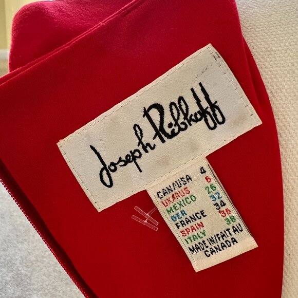 Joseph Ribkoff Red Belted Cocktail Formal Dress - Picture 4 of 4